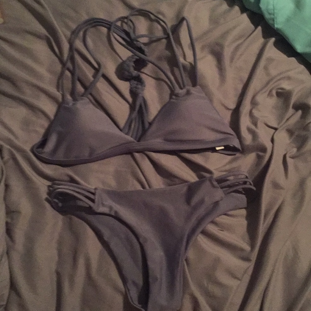 Blue/grey bathing suit set